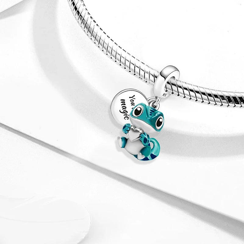 925 Sterling Silver Owl Dinosaur Panda Chameleon Cute Charm Bead Fit Diy Bracelet Bangle Making Gift of High Quality Jewelry