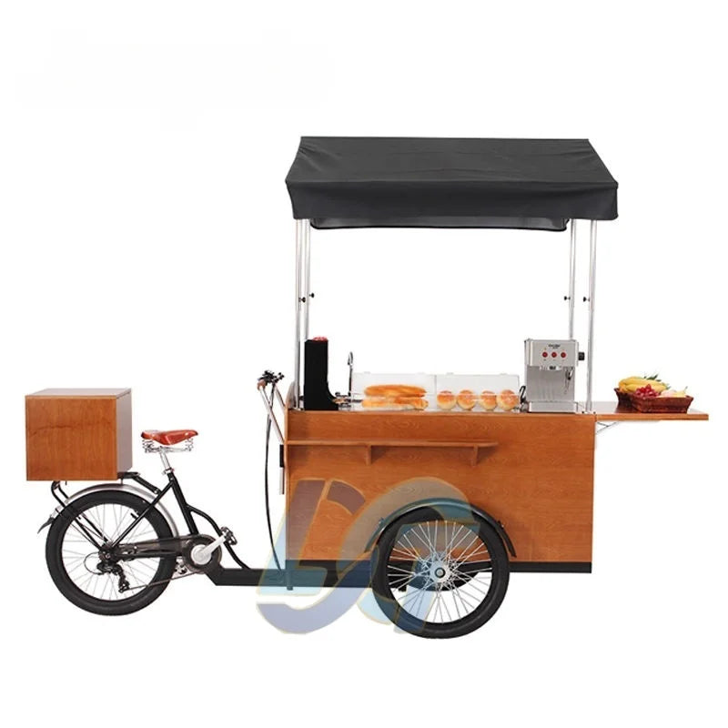 Coffee Bike Electric Mobile Coffee Bike Electric Tricycle Coffee 3-Wheel Business Bicycle Tricycle Fast Food Cart Food Bike
