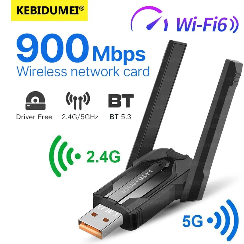 AX900 WiFi 6 USB Adapter Bluetooth 5.4 Dual Band 2.4G 5G Antennen WiFi6 USB Netzwerkempfänger Dongle Treiberfrei Win 10/11 für PC