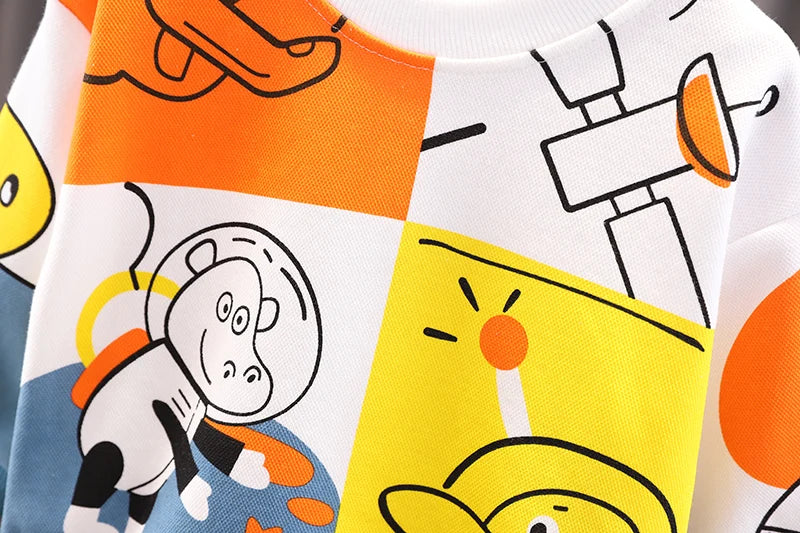 New Spring Autumn Baby Boys Girl Cartoon Cotton Printe Hoodies Children Kids Casual T-Shirt Sportswear Infant Clothing 0-5 Years