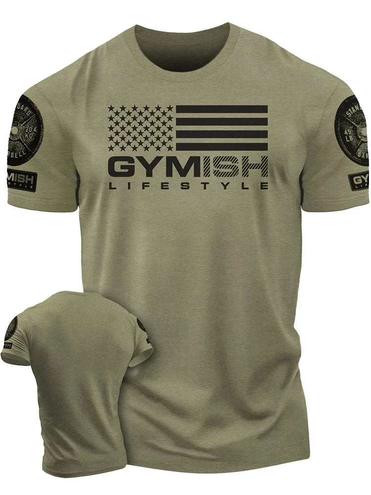 3D printed men's short sleeved T-shirt, comprehensive exercise, fun fitness T-shirt, tough guy, high quality, new style