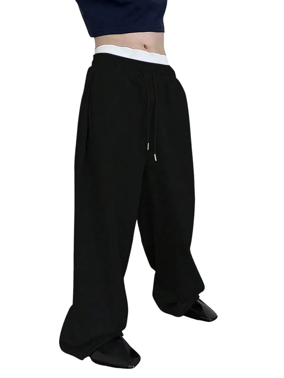 Men's wide leg sweatpants waist drawstring pants straight leg loose pants casual pants Mountaineering pants Jogger Sweatpants