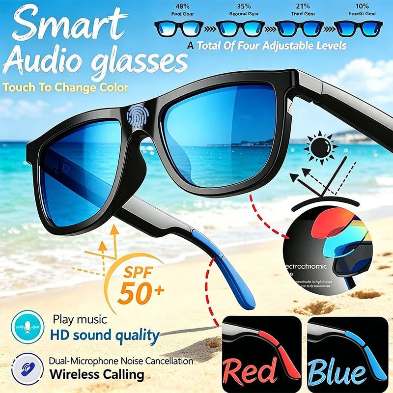 Smart Audio Glasses Touch To Color Changing IP65 AI Translation Sunglasses Noise-reducing HD Call Music Play Eyewear Men Women