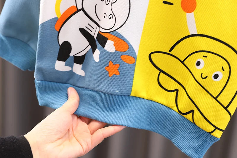 New Spring Autumn Baby Boys Girl Cartoon Cotton Printe Hoodies Children Kids Casual T-Shirt Sportswear Infant Clothing 0-5 Years