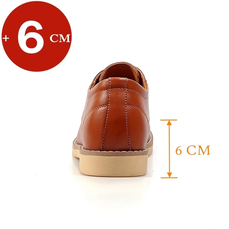 Elevator Shoes Men Genuine Leather Shoes Wedding Business Shoes 6CM Height Increasing Lift Shoes Invisible Heighten Footwear