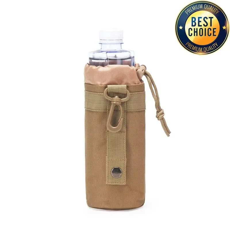 Tactical MOLLE Water Bottle Pouch, 1000D Nylon Hydration Carrier with Adjustable Drawstring for Hunting Hiking Camping Cycling