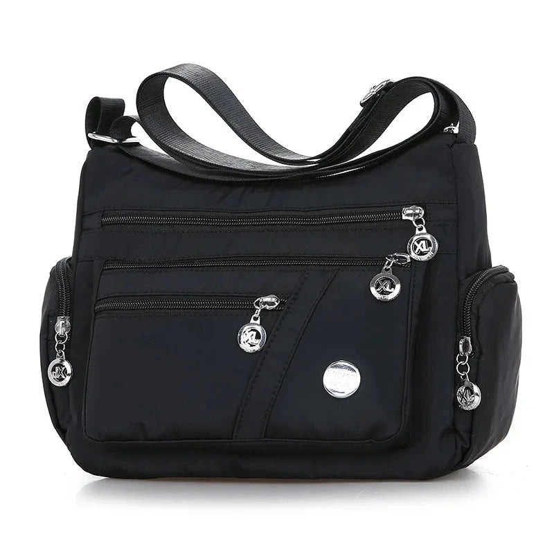 Large Capacity Waterproof Nylon Shoulder Bag Multi-Pocket Crossbody Bag Female Bag Shopping Travel Lady Handbag Leisure Purse