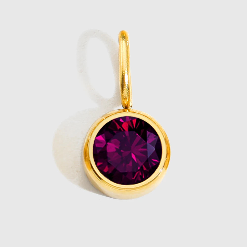 St-Delan Stainless Steel Round Bezel CZ Birthstone Charms Multicolor Crystal Pendant for DIY Jewelry Making