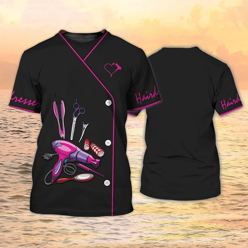 Hairdresser  Men's Fashion 3D Printed T-shirt Casual Fun Short Sleeve Barber Men's Graphic T-shirt Tees Y2k Tops Mens Clothing