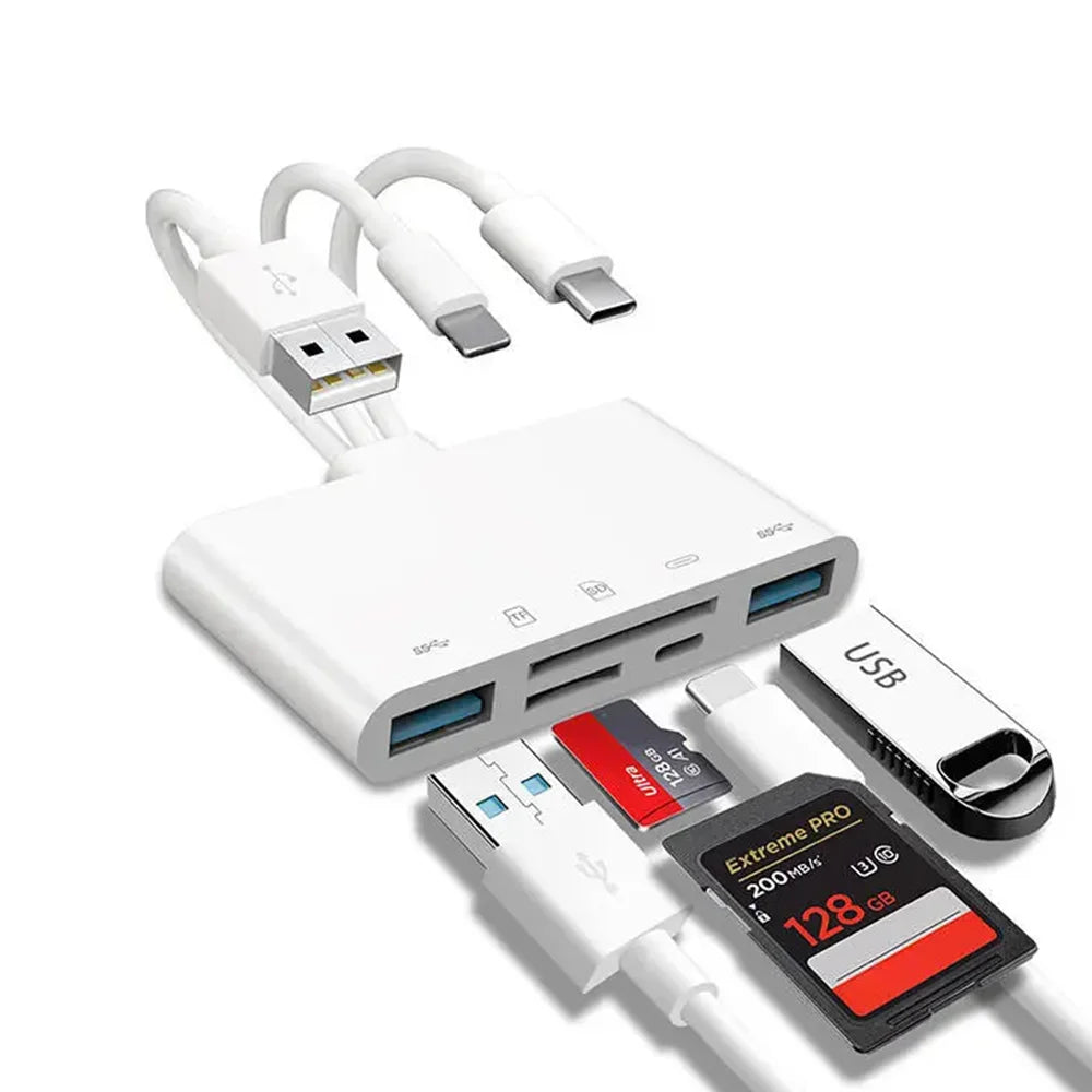 3-in-1 Lightning TypeC To SD & TF Card USB Camera AdapterFor iPhone iPad Card Reader USB Dongle for USB Flash Plug Play