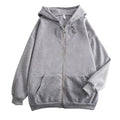High Street Hoodie Men Solid Color Zip Up Long Sleeve Loose Jacket Coats Casual Hooded Sweatshirt Y2K Fashion Outdoor Clothes