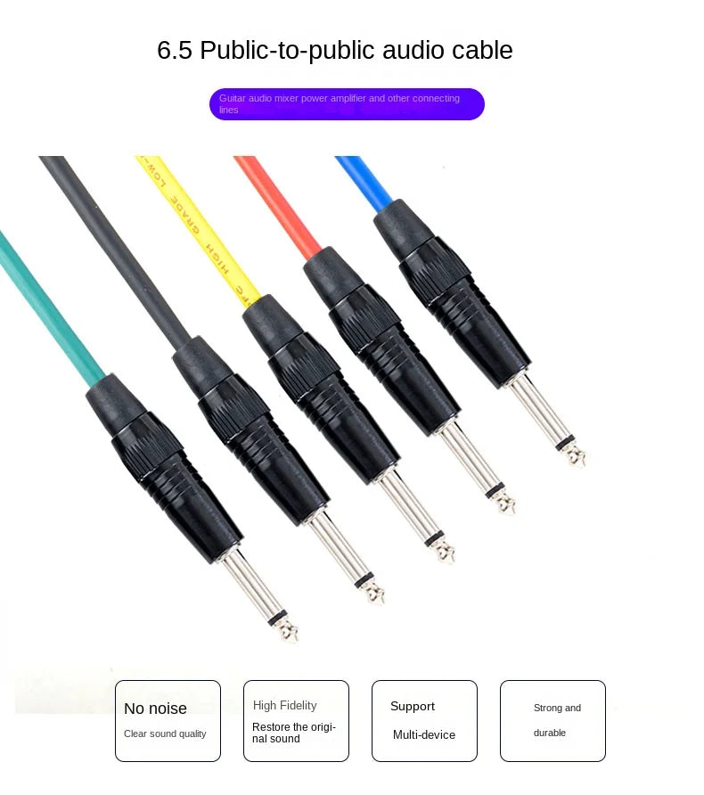 6.5mm Jack Audio Cable 6.35 Jack Male to Male Aux Cable For Stereo Guitar Mixer Amplifier Speaker Cable