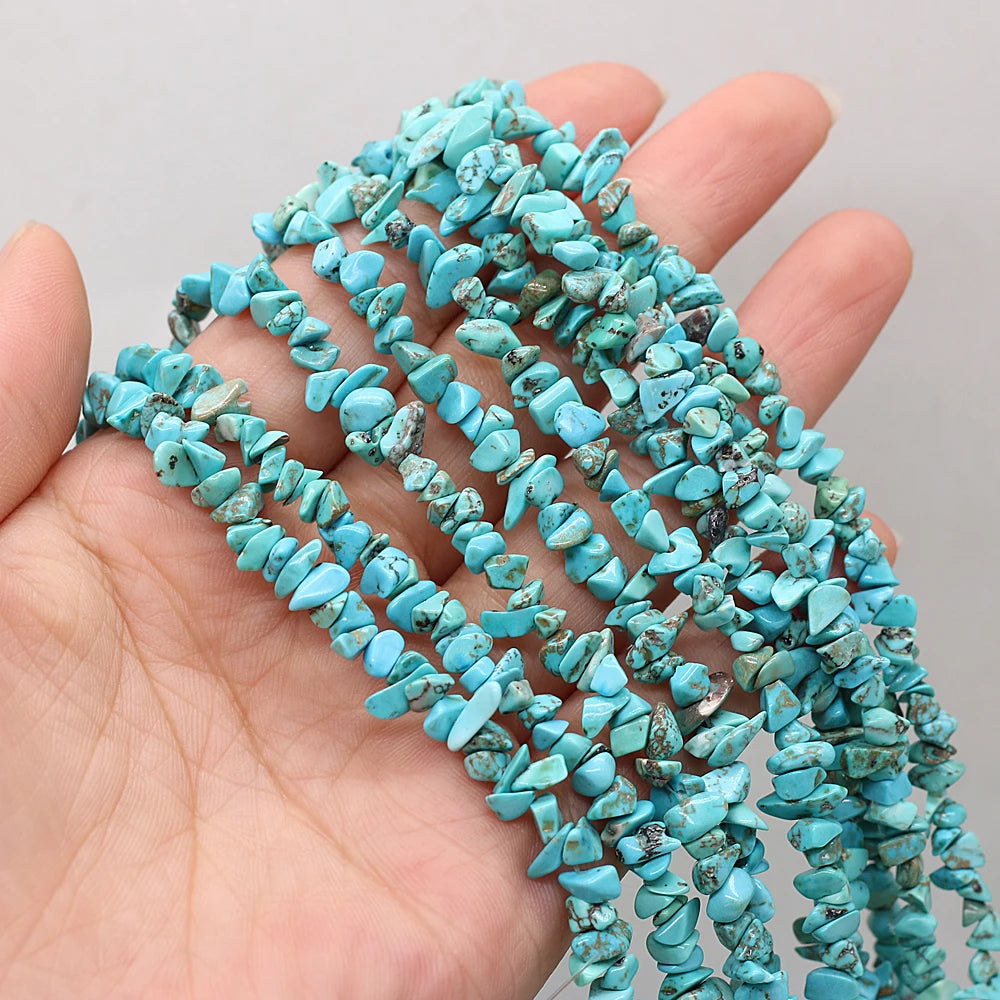 40cm Natuurlike Blou Turkoois Klip Onreëlmatige Spaanders Gruis Los Krale vir Vroue Armband Juweliersware Toebehore Grootte 3x5-4x6mm