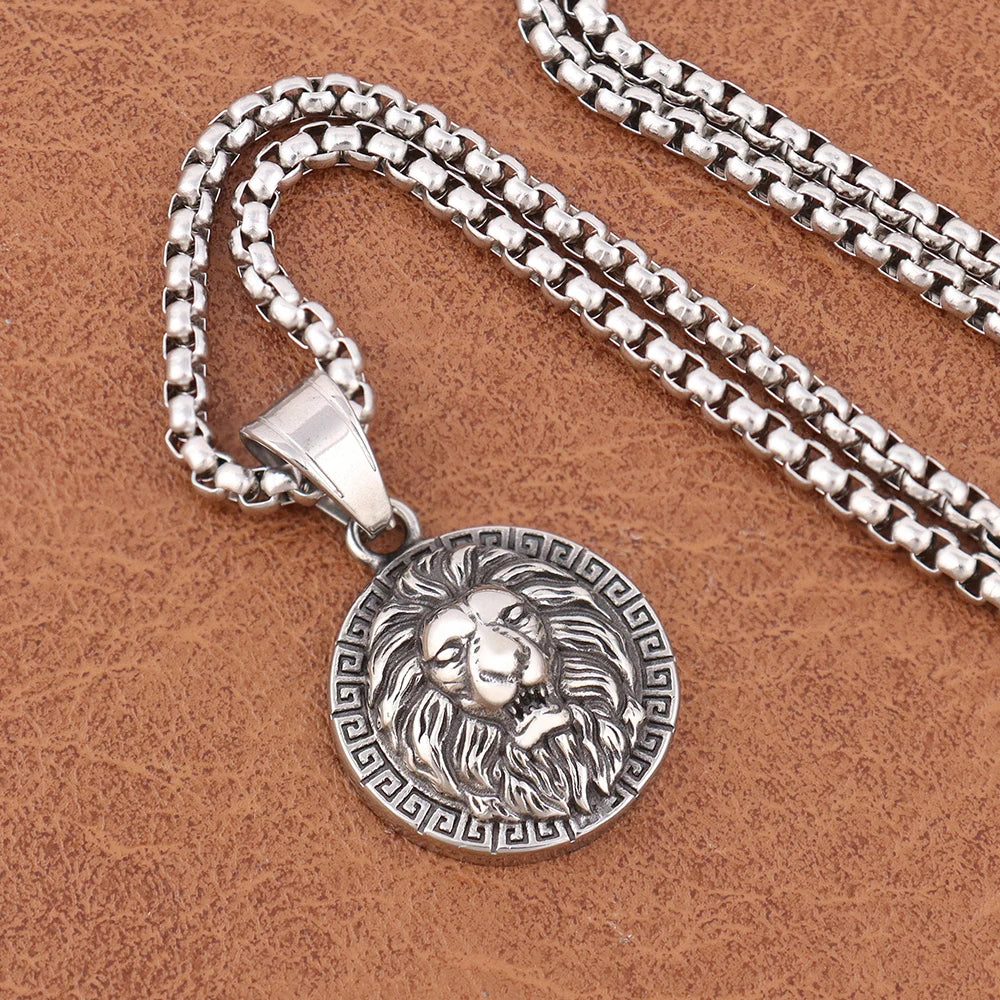 Fashion Small size Lion Head Pendant for Men Women Gift Punk Rock Stainless Steel Viking Animal Necklaces Popular Biker Jewelry