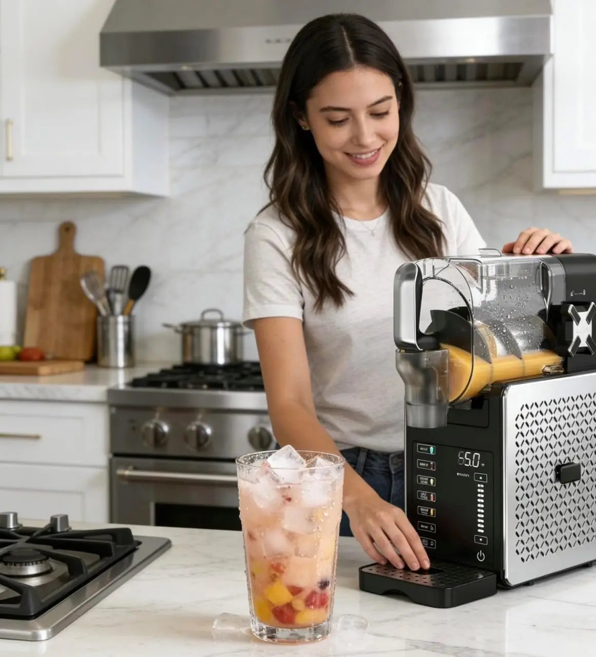 200W Slush Ice Machine with Self-Cleaning & 5 Programs – 1.9L Tank for Cocktails, Milkshakes – Ideal for Home, Bar & Kitchen