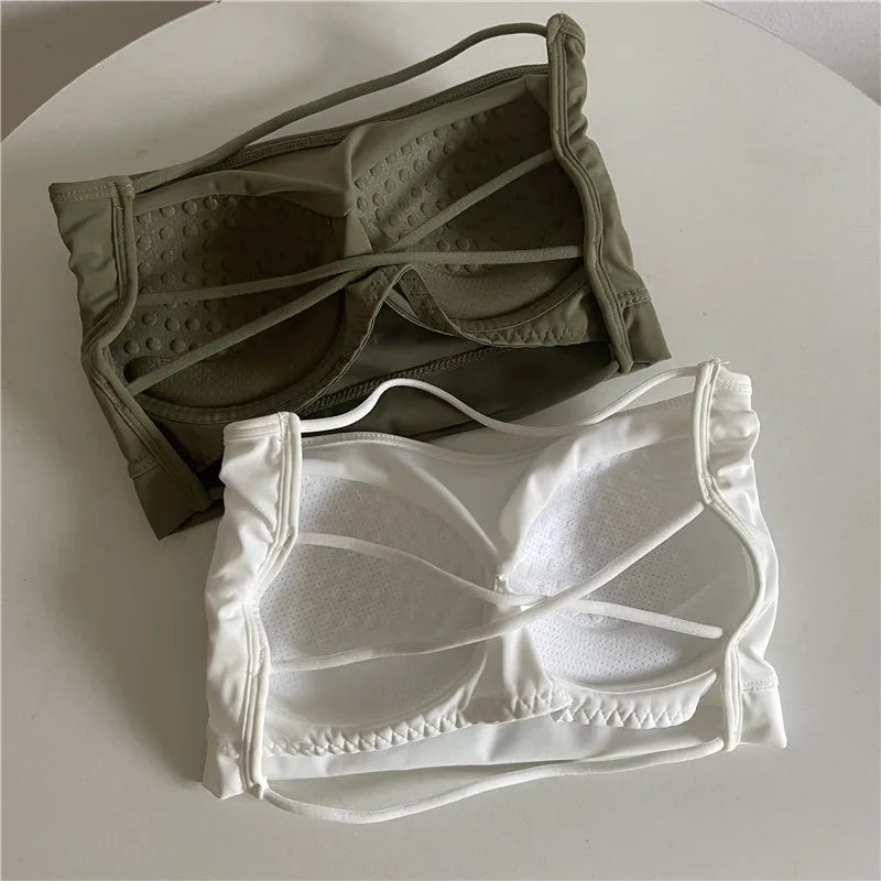 Seamless Tube Top Ice Silk Sexy Wrap Chest for Women Push Up  Bras Strapless Underwear Solid Color  Bralette Lingerie Tops