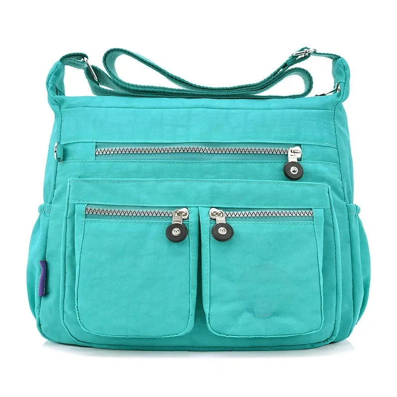 Versatile Waterproof Nylon Single Shoulder Bag for Women Lightweight Travel Crossbody Bag with Internal Zipper And Polyester Lin
