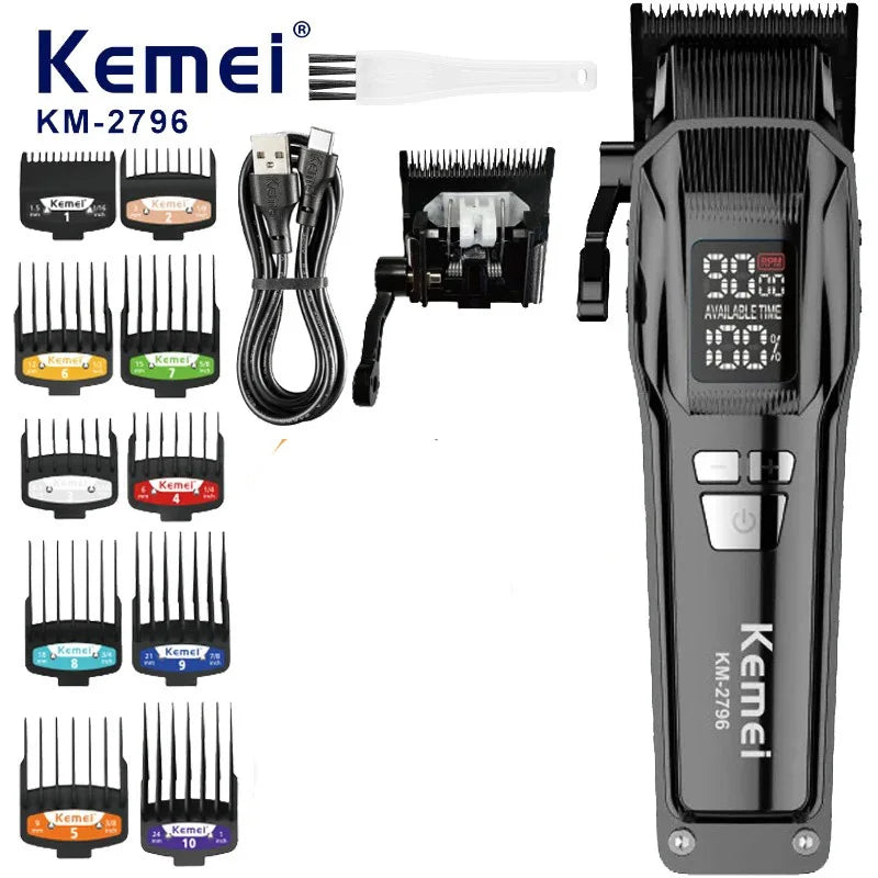 Kemei 2796 Barber Hair Clipper Professional 9000RPM Fade Haircut Machine Electric Trimmer Hair Cutter for Men Brushless Motor