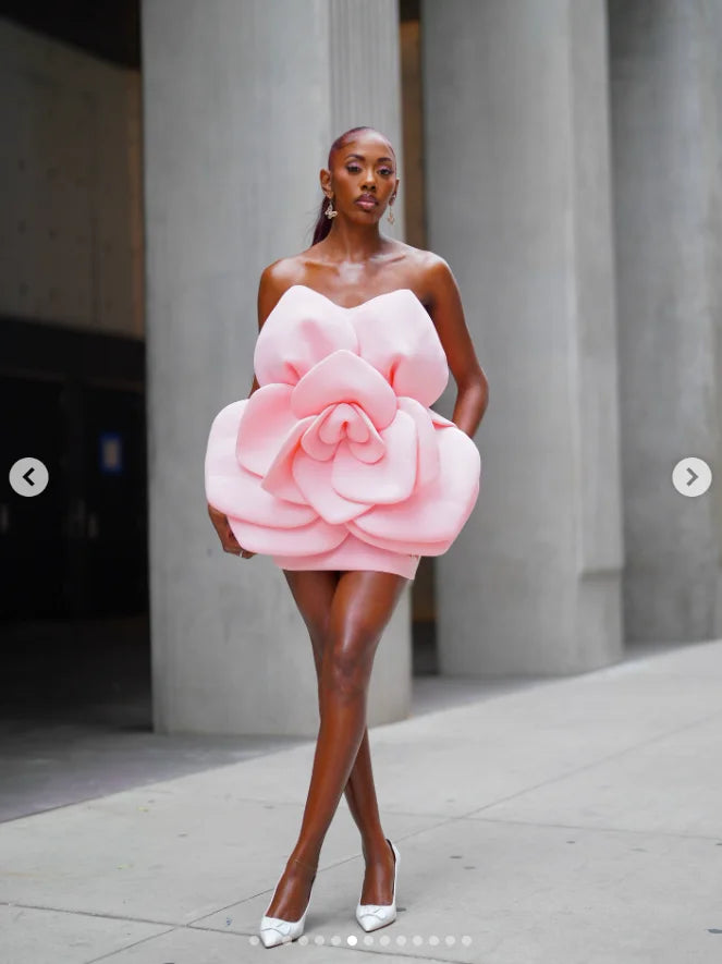 3D Floral Prom Dress Straight Above Knee Length Party Dresses Sexy Off Shoulder Layered Mini Prom Gowns Flower