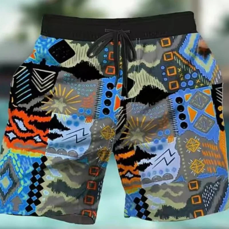 Men 3D Graffiti Print Sport Quick-dry Waterproof Harajuku Surf Trend Loose Casual Vacation Parent-child Beach Short Pants Summer
