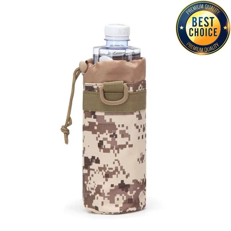 Tactical MOLLE Water Bottle Pouch, 1000D Nylon Hydration Carrier with Adjustable Drawstring for Hunting Hiking Camping Cycling