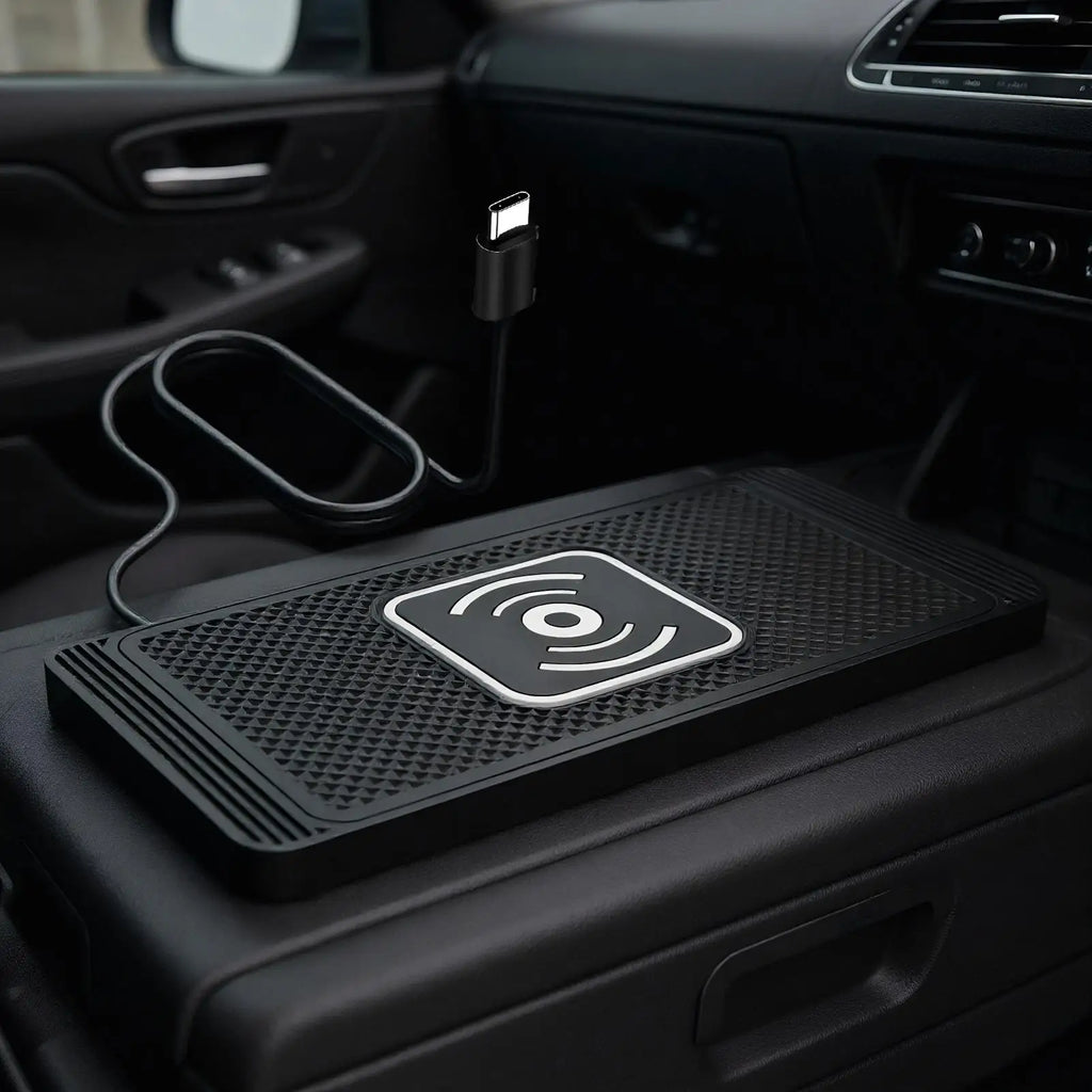 Wireless Phone Charger Wireless Car Charger Pad For Car 39 Inch Cable Automatic Sensing Non-Slip Charging Mat For Phone Vehicle