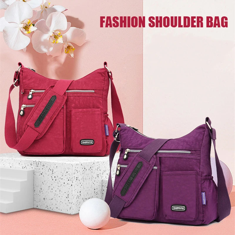 Fashion Women Crossbody Bag Nylon Waterproof Handbag Female Simple Shoulder Bag Travel Large Capacity Messenger Bag Purse Bags