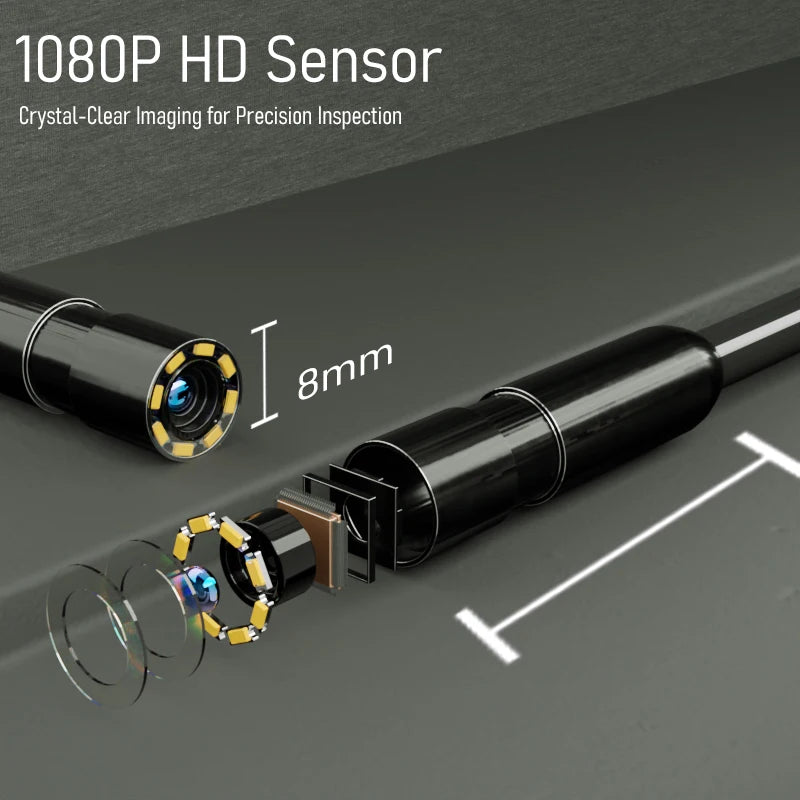 Draagbare Endoskoop 4.3'' Skerm 8mm Sonde 8LEDs Waterdigte Loodgieter Kamera 2M-100M Lugvaartverbindings Motorinspeksie Boorgatkyker