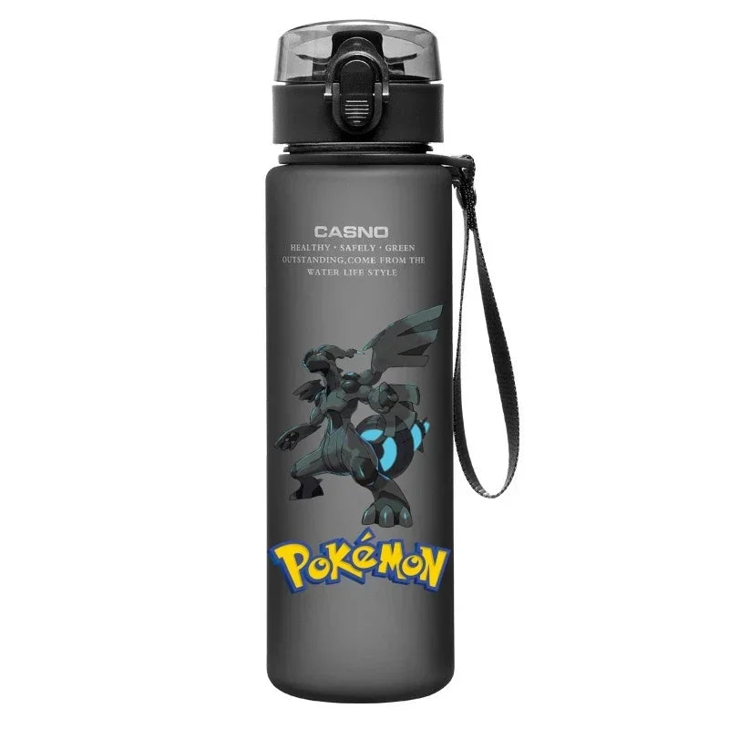 560ML Pokemon Water Cup Pikachu Mewtwo Gengar Portable Plastic Cartoon Outdoor Sports Large Capacity Travel Hiking Water Bottle