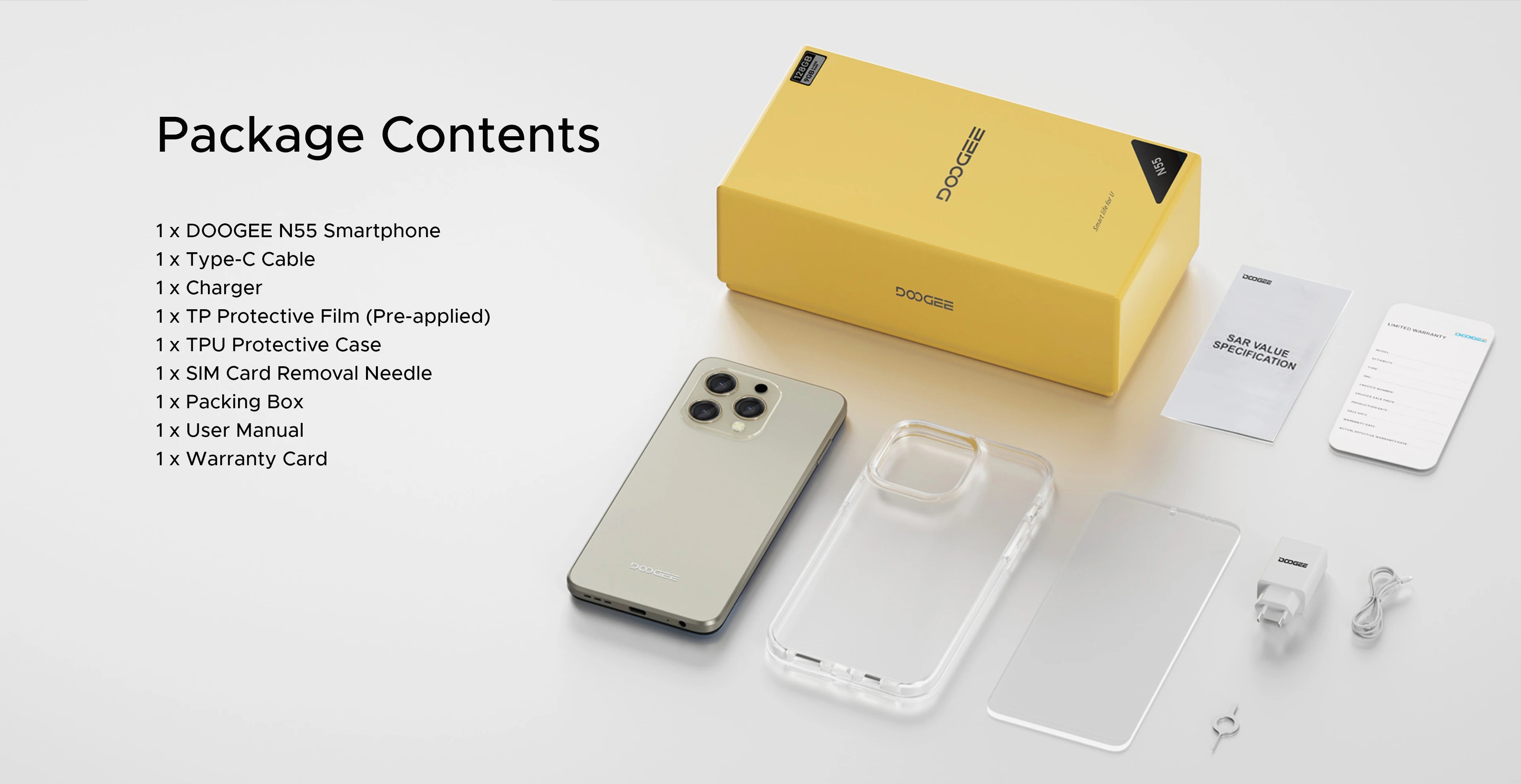 DOOGEE [N55] Smartphone 5G 6.56 "90Hz IPS Screen Telephone Portable 4GB+128GB Triple 13MP Camera 5150mAh Android 14 Mobile Phone
