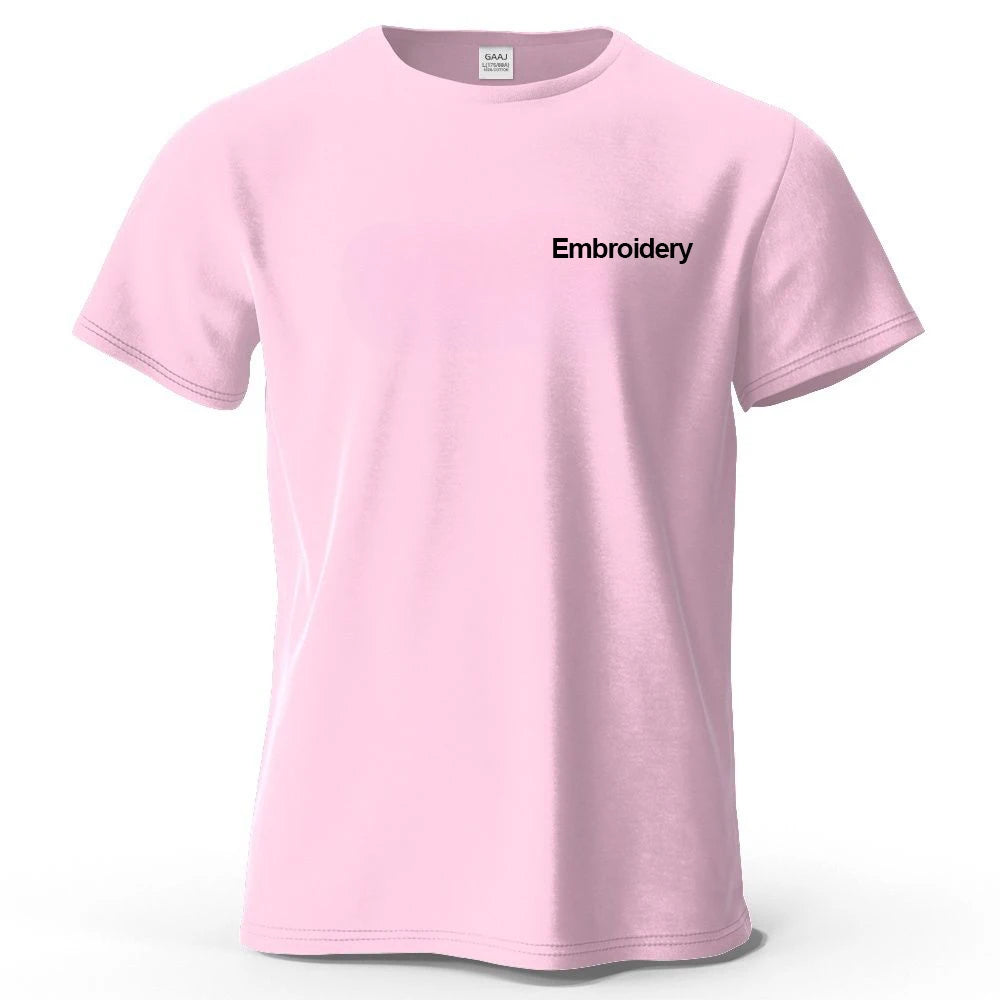 Custom Embroidery T Shirt Premium 100% Cotton T shirt Diy Your Own Design Brand Company Team Pet Animal Logo Men Women Tee Tops