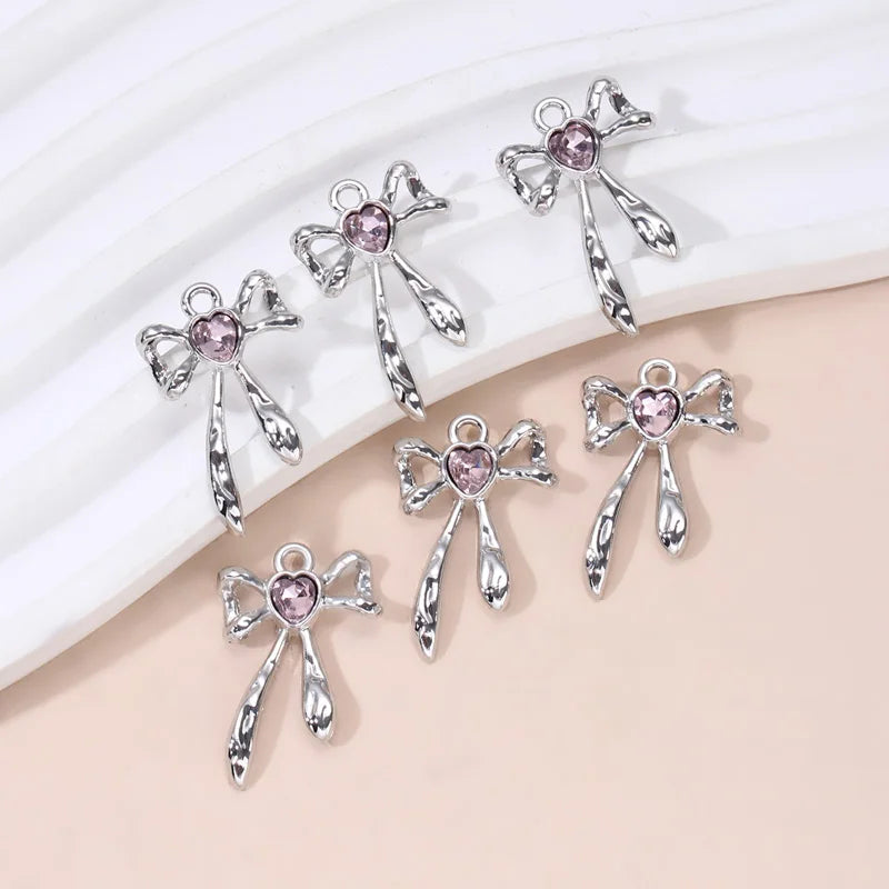 10pcs New Heart Enamel Charms Pink Fashion Y2K Style Pendants For Making DIY Handmade Findings Accessories Necklace Jewelry