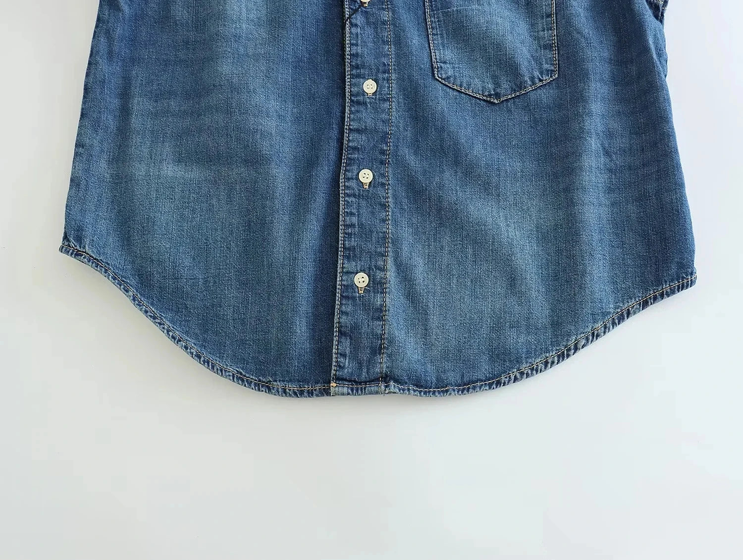2025 Women's Denim Shirts Button Blouses Asymmetric's Shirts Tops
