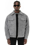 Autumn Jackets Oversize Casual Clothes High Street Pockets Laper Zipper Suede Thick Coat Mens Windbreaker Loose