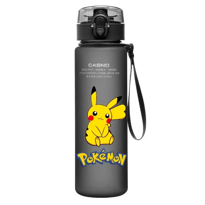 560ML Pokemon Water Cup Pikachu Mewtwo Gengar Portable Plastic Cartoon Outdoor Sports Large Capacity Travel Hiking Water Bottle