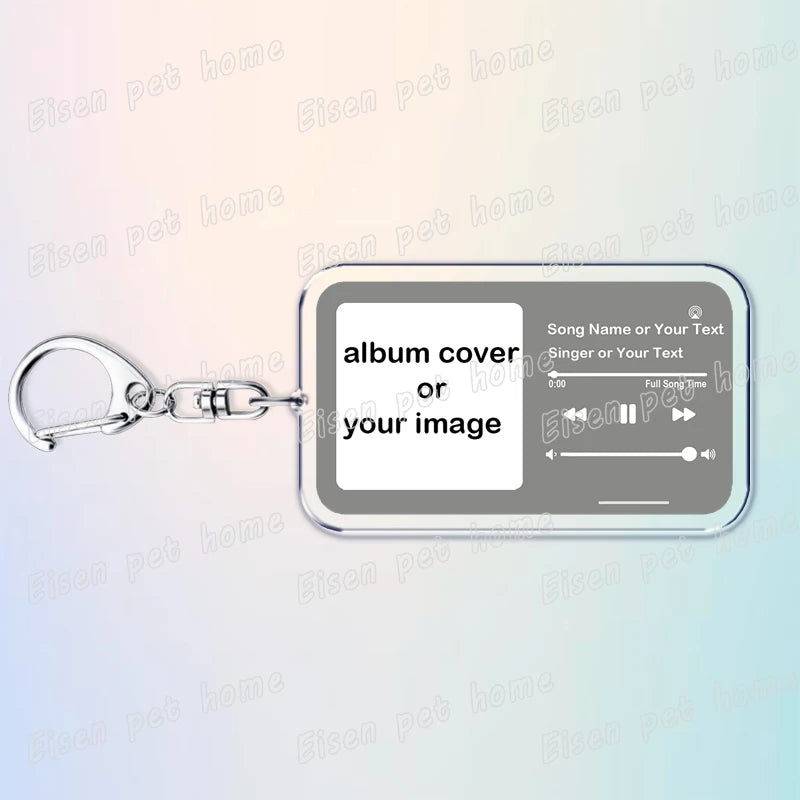 Custom Music Keychain Boyfriend Girlfriend Valentines Birthday BF GF Fans Gifts Song Singer Album Cover Photo Image DIY Keyrings