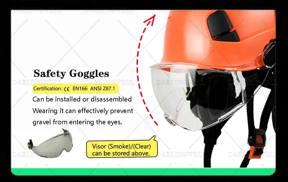 Safety Helmet With Goggles Men's Construction Hard Hat High Quality ABS Protective Helmets Work Cap For Working Climbing Riding