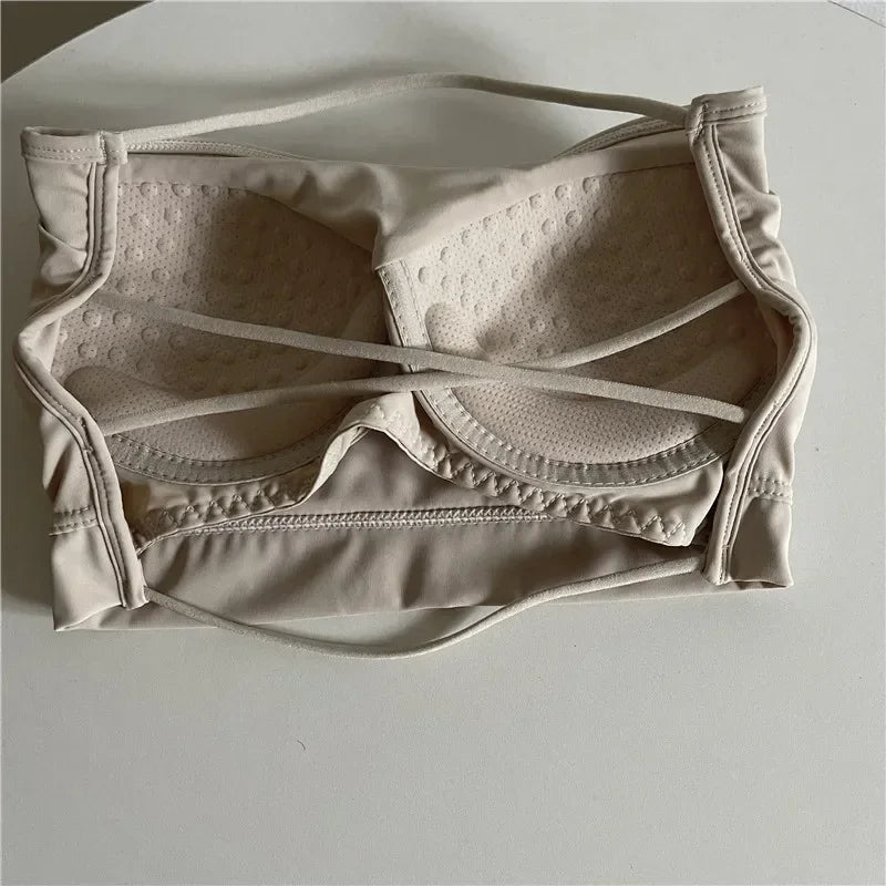 Nahtloses Tube Top aus Eisseide, sexy Wickel-Brust für Damen, Push-up-BHs, trägerlose Unterwäsche, einfarbige Bralette-Dessous-Oberteile