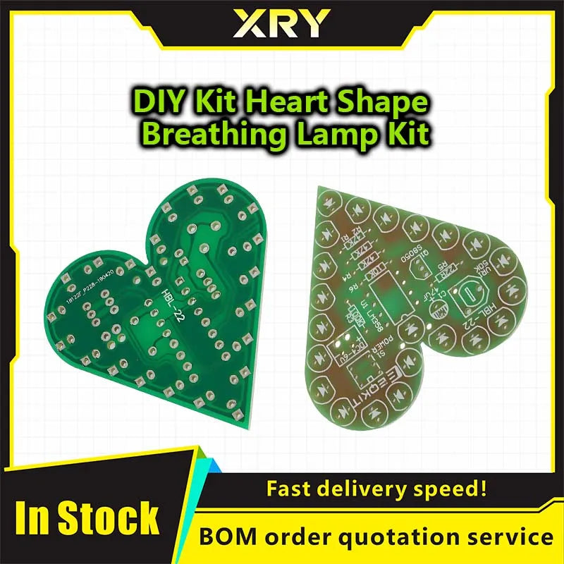 DIY Kit Heart Shape Breathing Lamp Kit Breathing LED Suite Red White Blue Green Electronic Production for Learning laboratory