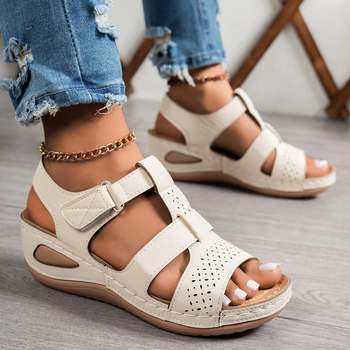 Summer Wedge Sandals for Women 2026 New Fashion Non Slip Beach Shoes Woman Lightweight Casual Platform Plus Size Sandals Women
