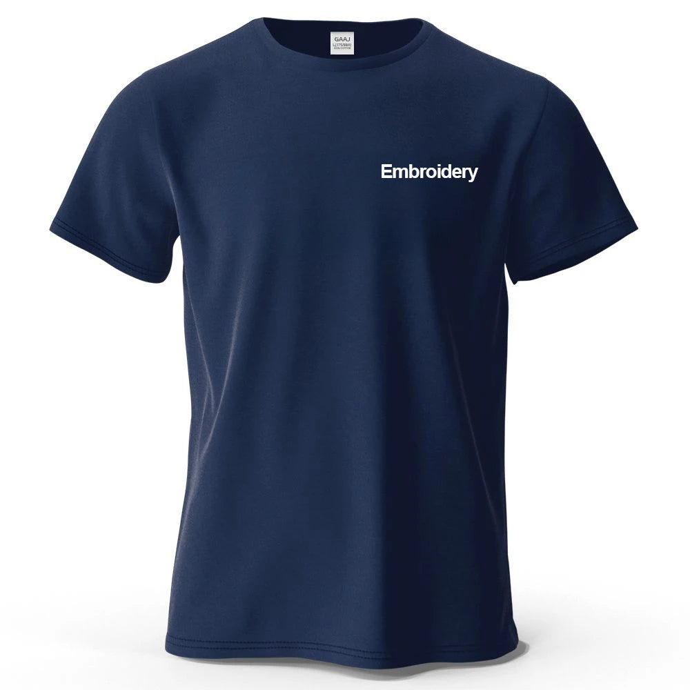 Custom Embroidery T Shirt Premium 100% Cotton T shirt Diy Your Own Design Brand Company Team Pet Animal Logo Men Women Tee Tops