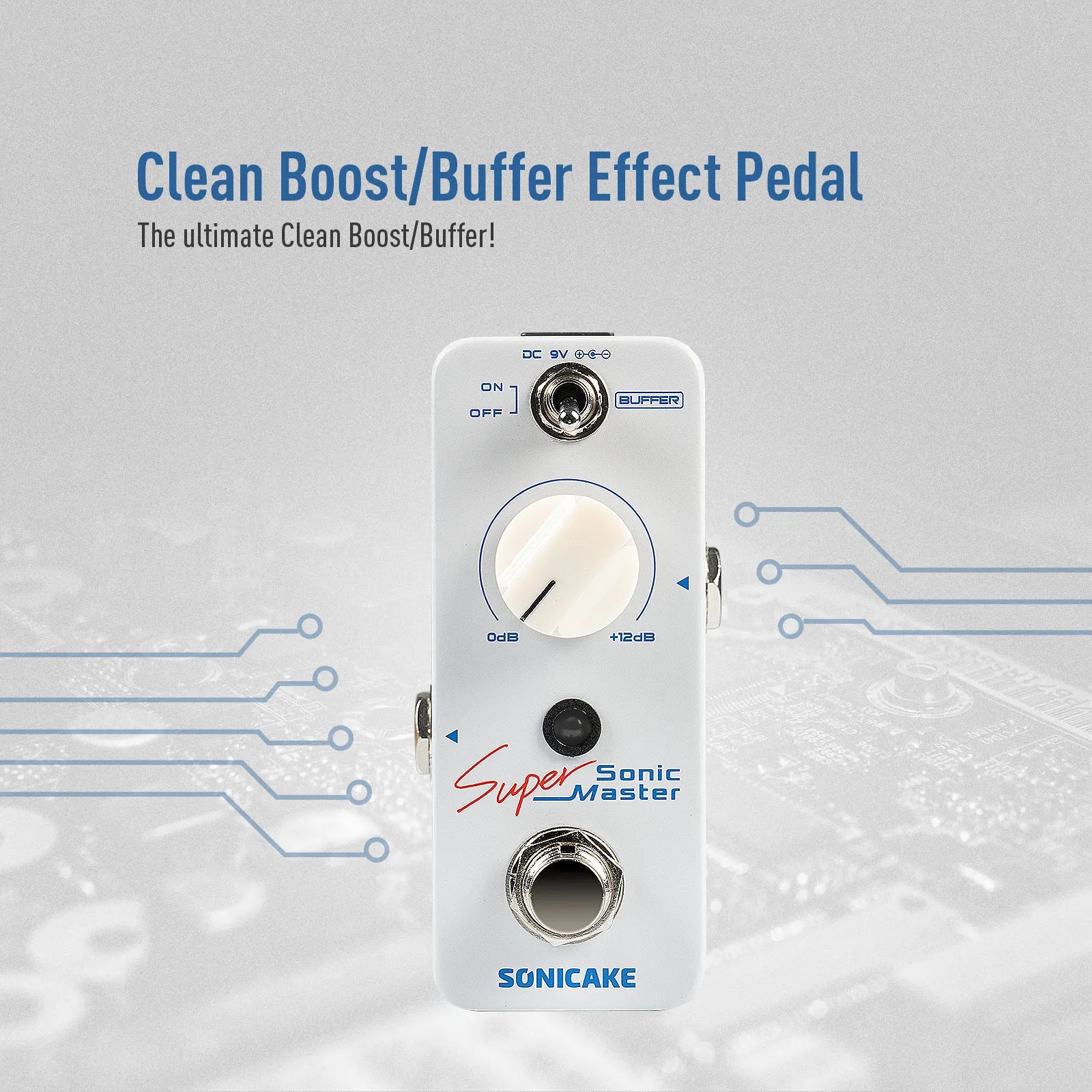 SONICAKE Sonic Super Master Clean Boost Buffer Guitar Bass Effects Pedal +12dB Gain Effect QSS-22