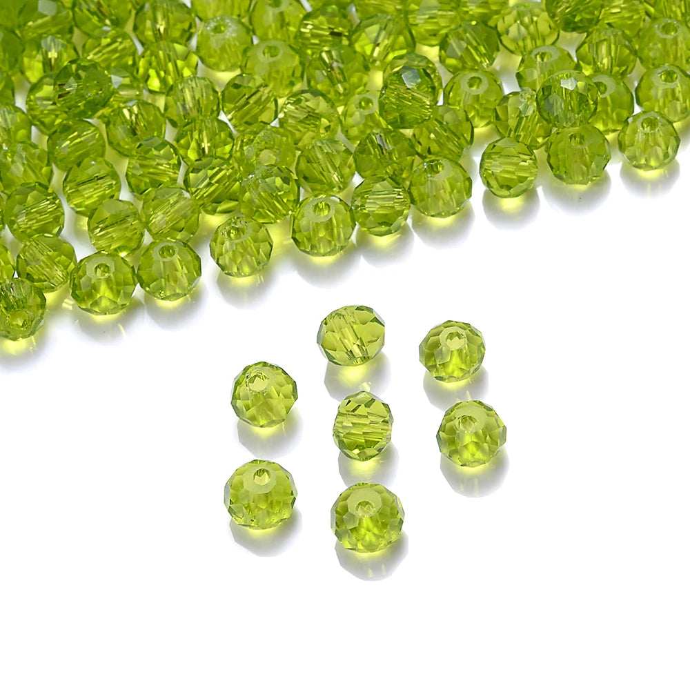 Cicifu Mix Green 3/4/6mm 40/120pcs Rondelle Austria Faceted Crystal Glass Beads Round Loose Beads for Jewelry Making Finding