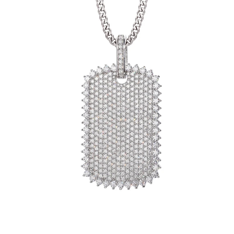 THUE Full Moissanite Luxury Square Pendant with Certification Rope Necklace For Women Men Hip Hop Jewelry Gifts