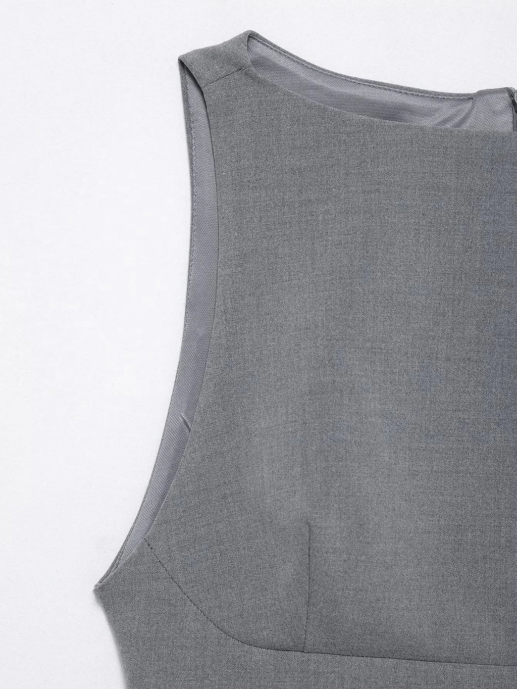 KONDALA Sleeveless O-Neck Mini Gray Dress for Women Sexy Patchwork Zipper Club Casual Fashion Spring Summer 2025 Vintage Dresses