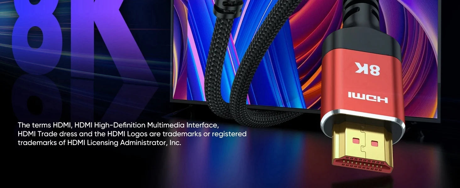 Long 8K HDMI 2.1 Cables 5M/15FT 48Gbps high speed braided Cord-4K@120Hz 8K@60Hz Compatible With Roku TV/PS5/PS4/RTX 3080 3090
