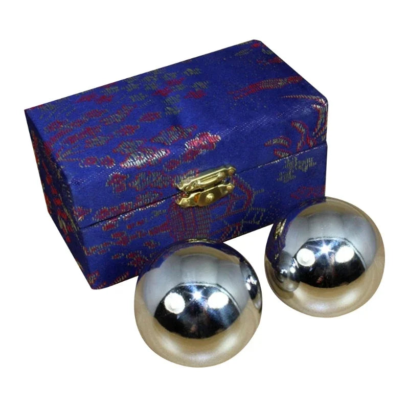 304 Stainless Steel Baoding Balls Set for Hand Exercise Stress Relief Therapy Massager Balls 2 Sizes 3.3cm and 3.8cm