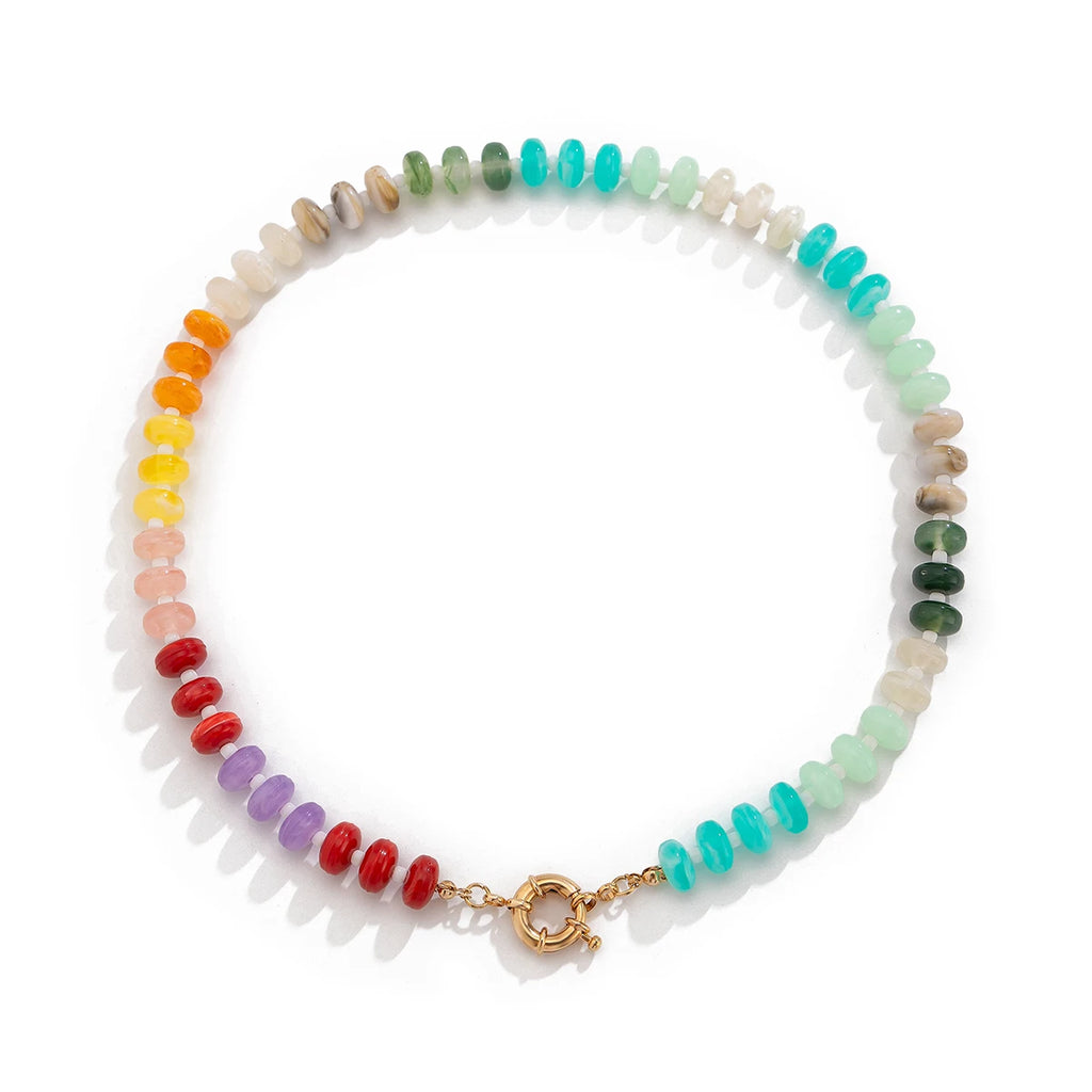 Lacteo Creative Mixed Color Acrylic Necklace for Women Romantic Adjustable Necklace Daily Party Birthday Jewelry Accessories New