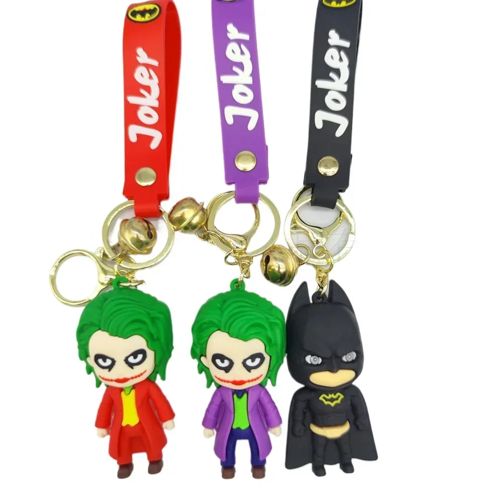 Cute Cartoon Keychain PVC Soft Rubber Animel Batman Joker Doll Pendant Ornaments Gift