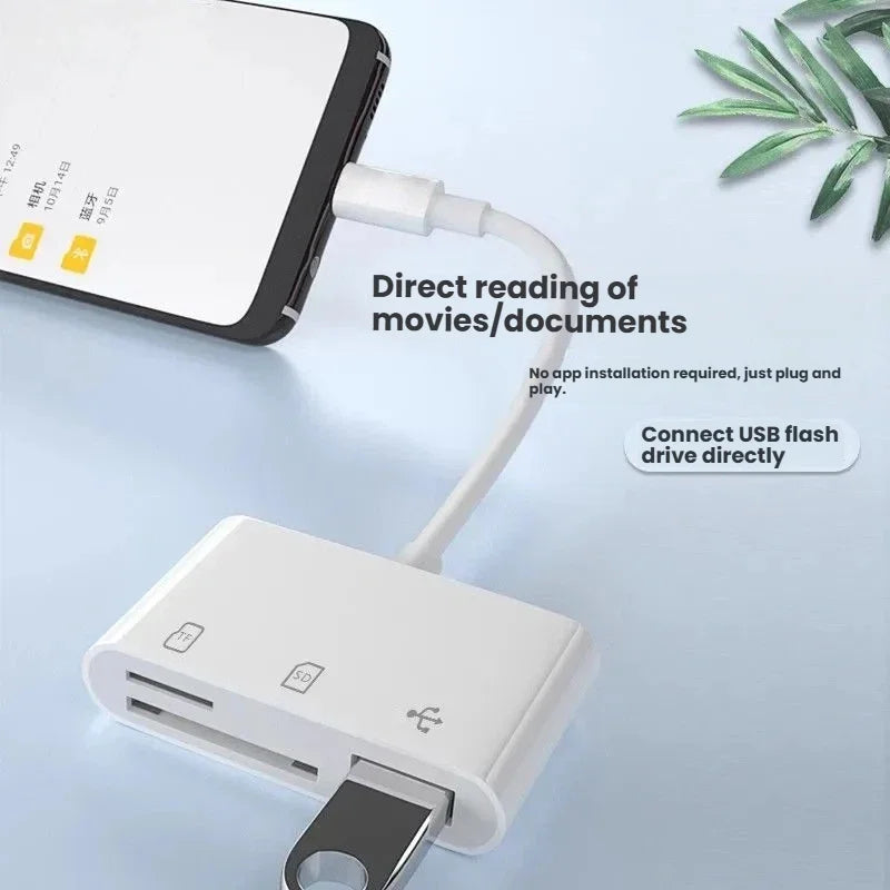 6 in 1 USB C Card Reader OTG Adapter - for SD TF Card, USB Flash Drive, Compatible with Android Phone, Windows PC, MacBook, iPad